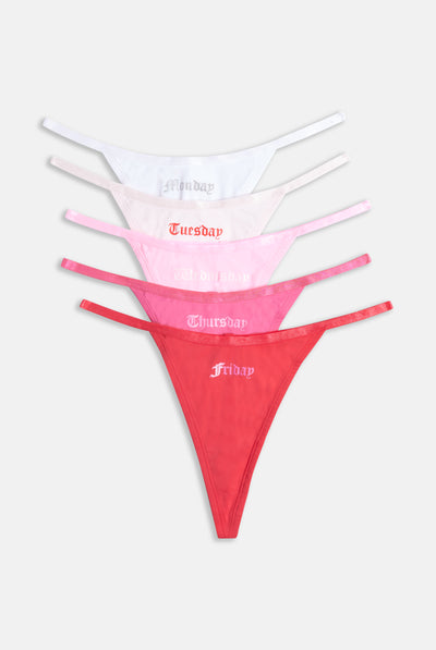 'MONDAY TO FRIDAY' PACK OF 5 THONGS