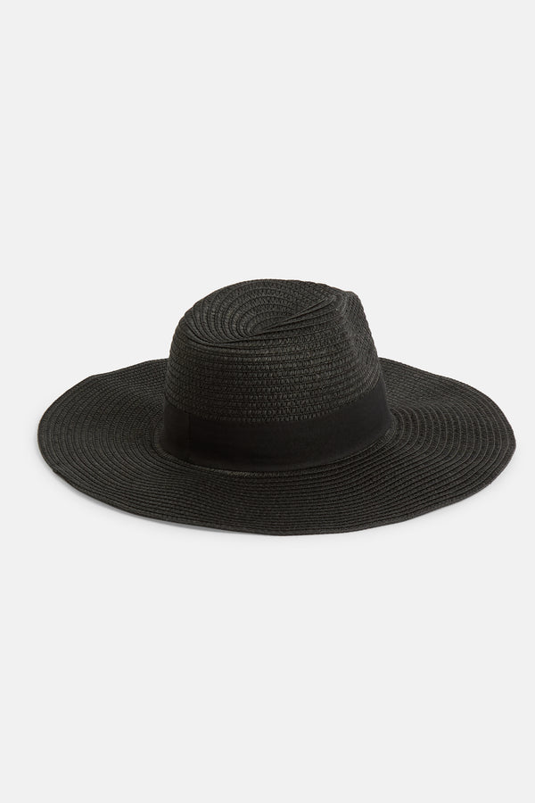 Displays the Black 'Juicy' branded straw cowboy hat  