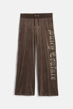 Displays the Java 'Juicy' branded Old Gothic Diamante Og Straight Leg Trackpant
