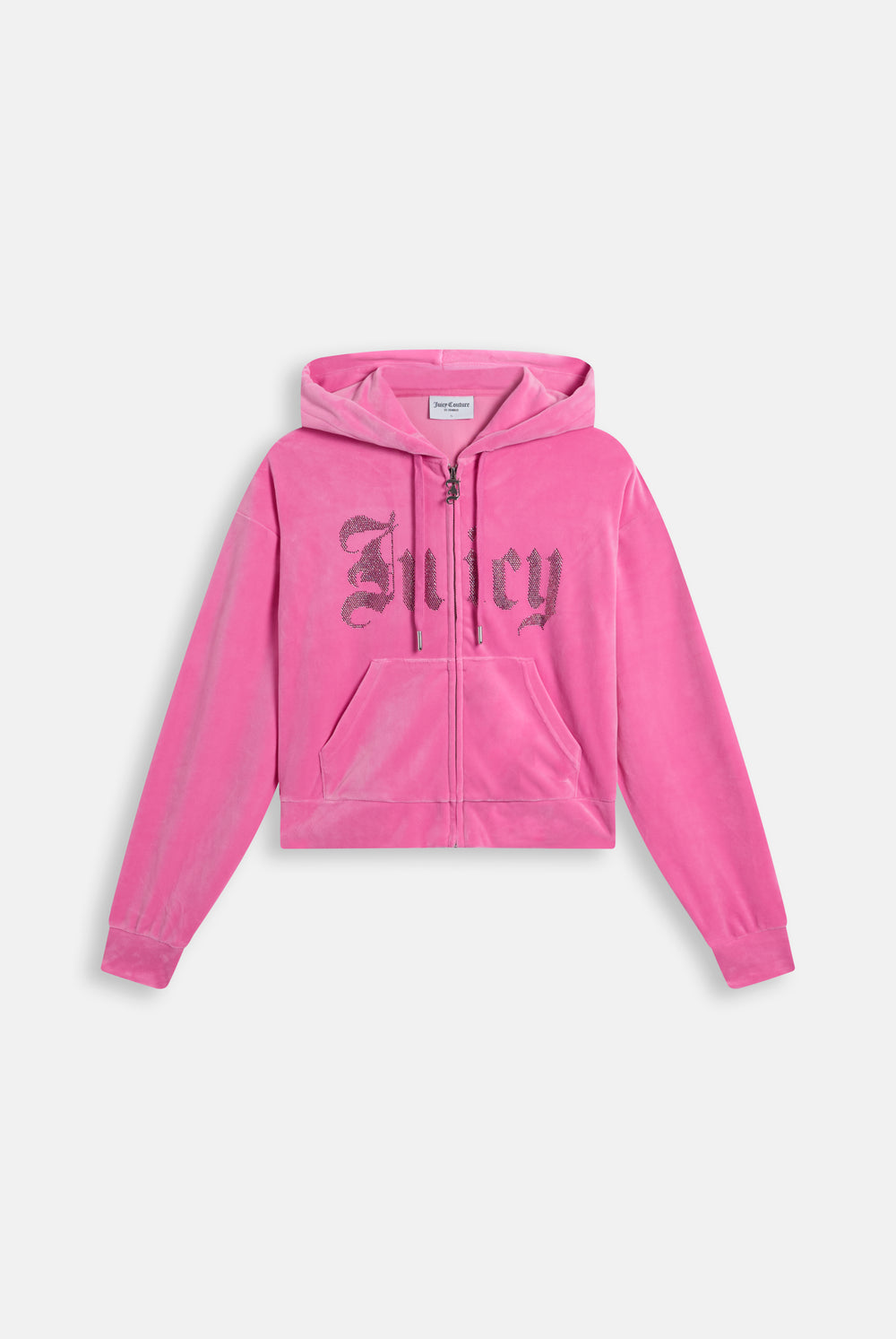 Displays the Wild Orchid 'Juicy' branded Old Gothic Oversized Cropped Hoodie