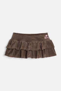 Displays the Java 'juicy' branded Cotton Velour Ruffle Skirt