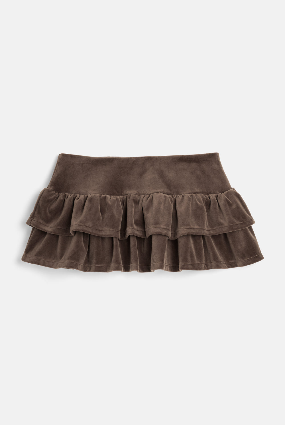 Displays the Java 'juicy' branded Cotton Velour Ruffle Skirt