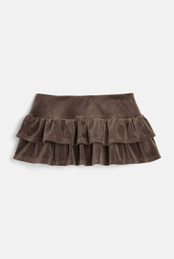 Displays the Java 'juicy' branded Cotton Velour Ruffle Skirt
