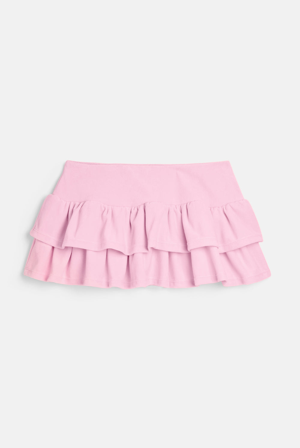 Displays the Cherry Blossom 'Juicy' branded Cotton Velour Ruffle Skirt