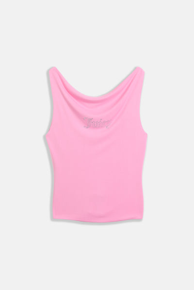 COTTON CANDY OUTLINE DIAMANTÉ DRAPE TOP
