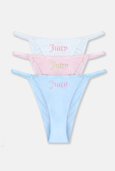 3 PACK PASTEL GLITTER SLOGAN BRIEFS