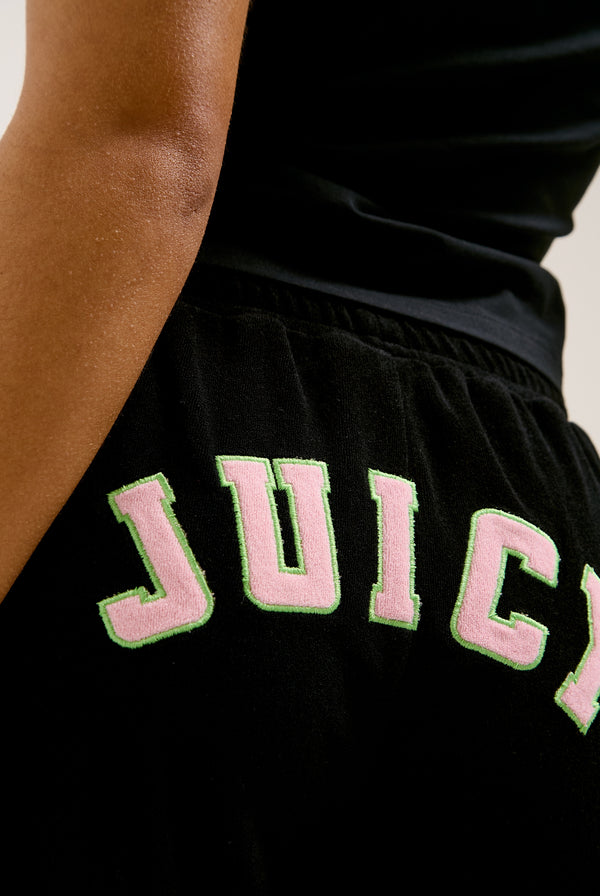 BLACK COLLEGIATE TOWELLING SHORTS
