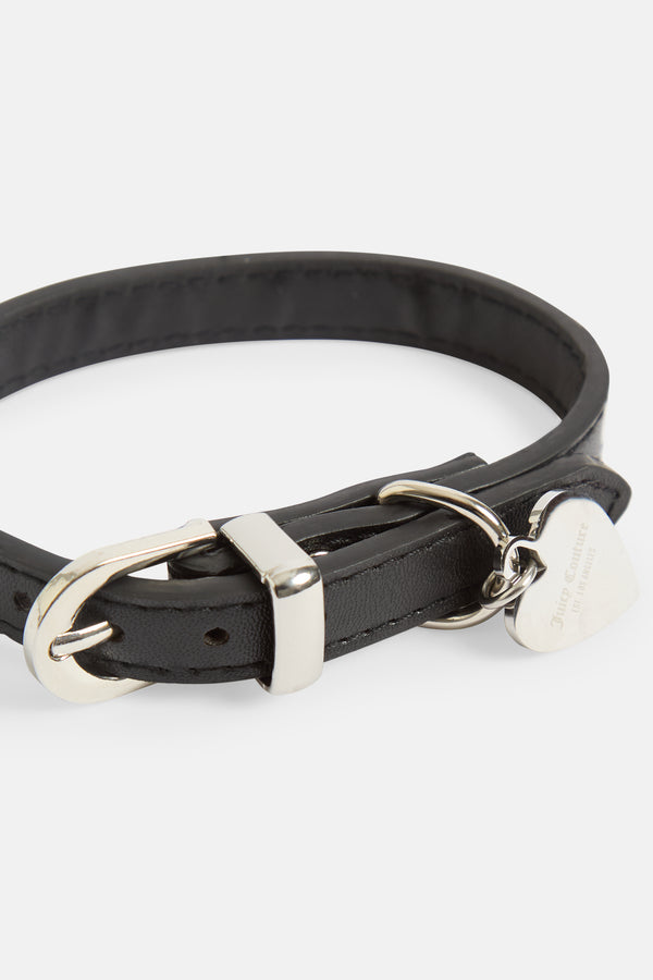 BLACK DOG COLLAR WITH METAL LOGO