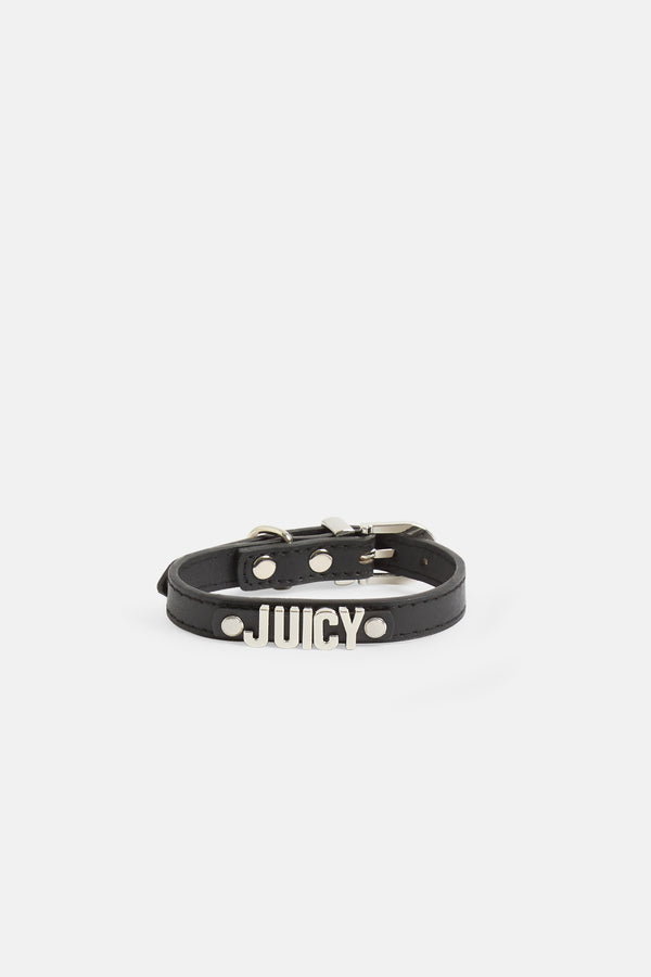 BLACK DOG COLLAR WITH METAL LOGO