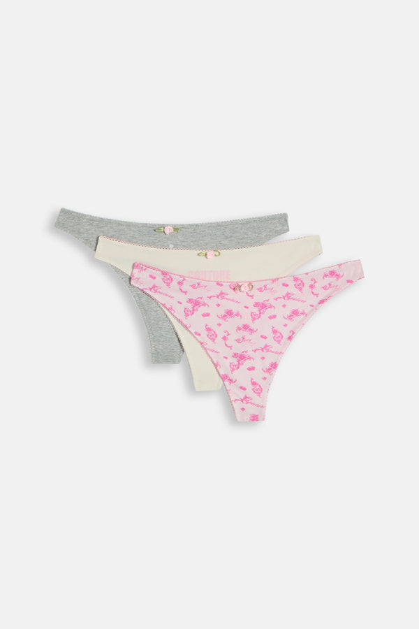 3 Pack Couture Queen Thongs