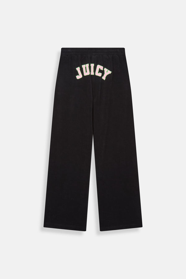 BLACK WIDE LEG COLLEGIATE TOWELLING PANTS