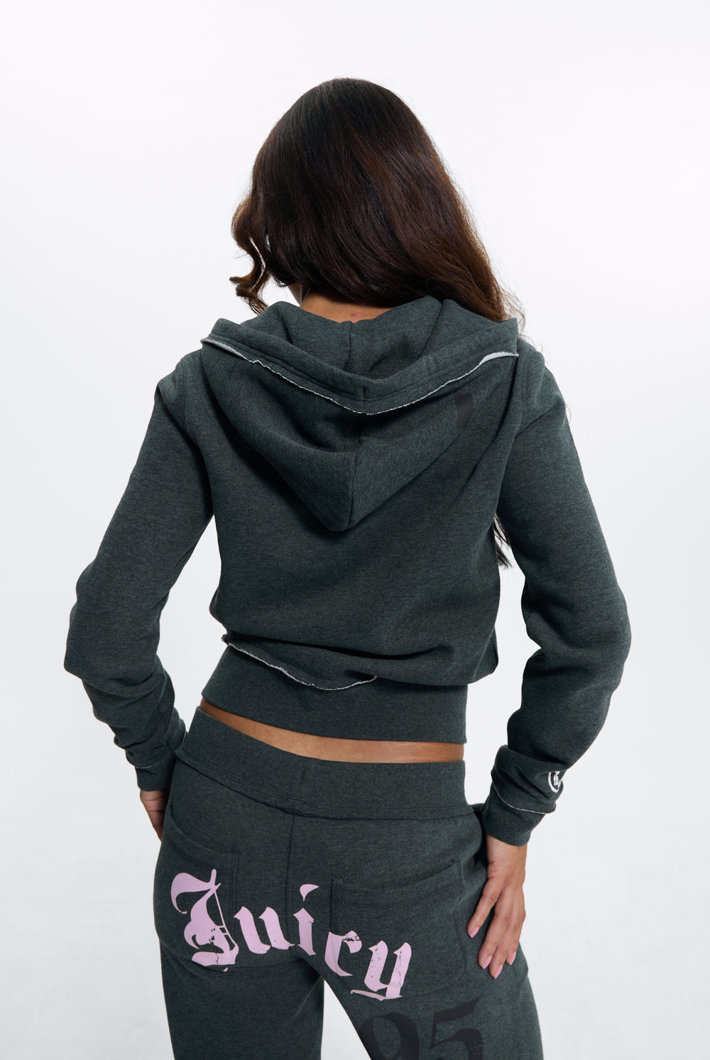 Charcoal Marl Longline Fleece Zip-Through Hoodie