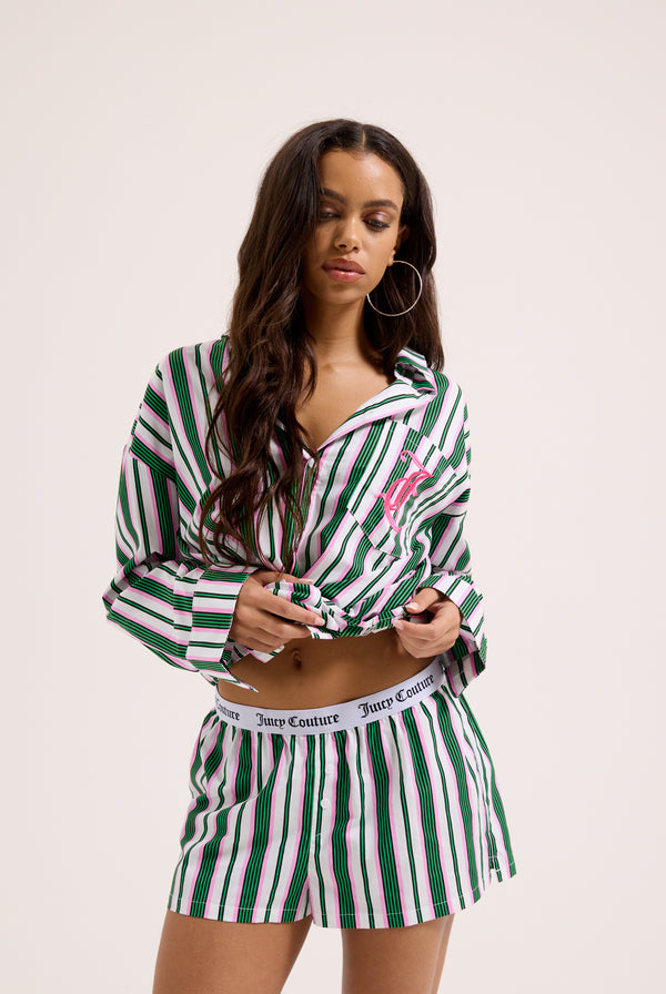 GREEN STRIPE COTTON BOXER