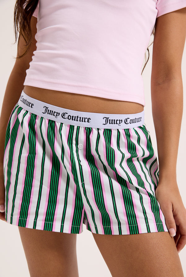 GREEN STRIPE COTTON BOXER