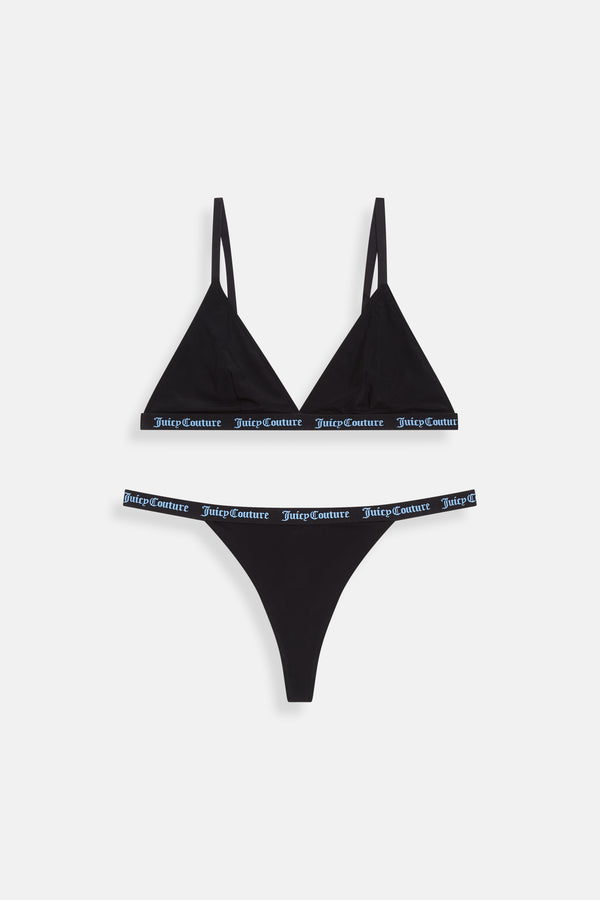 BLACK RIBBED MICROFIBRE TRIANGLE BRA