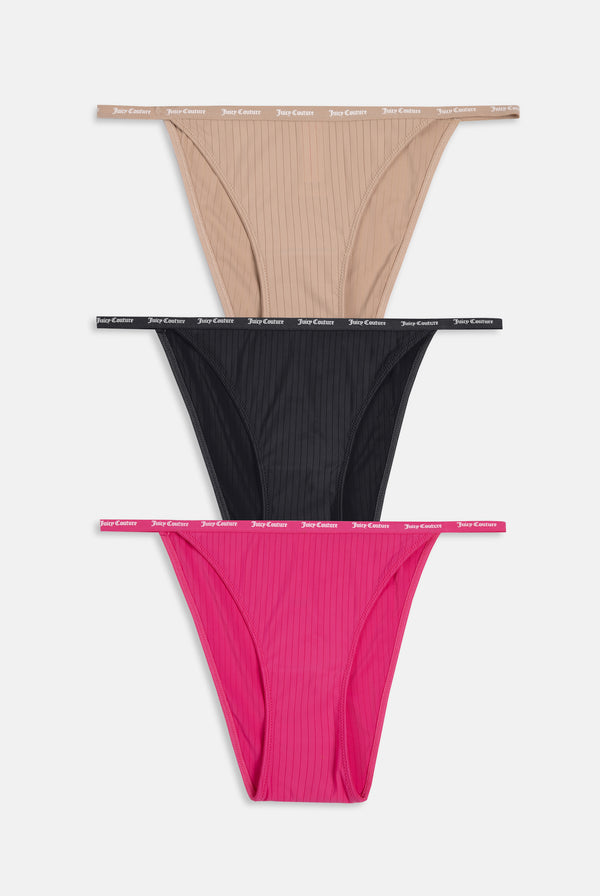 3 Multi Pack Ribbed Microfibre Thongs