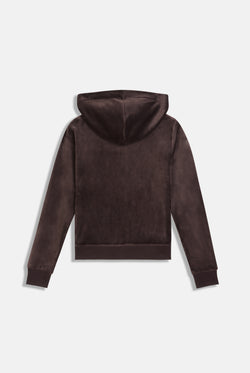 Displays the Java & Gold 'Juicy' branded classic velour Robertson hoodie 