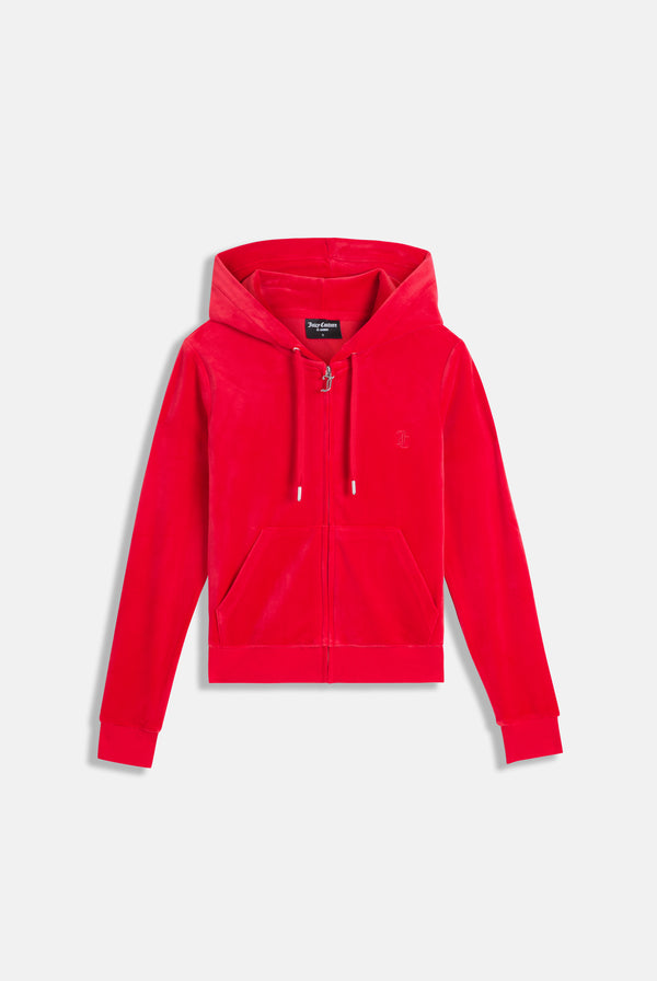 Displays the Toreador 'Juicy' branded classic velour Robertson hoodie 