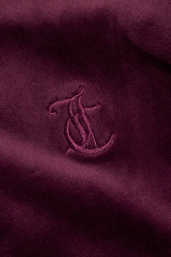 Displays the wine tasting classic 'juicy' branded velour Robertson hoodie featuring the juicy logo