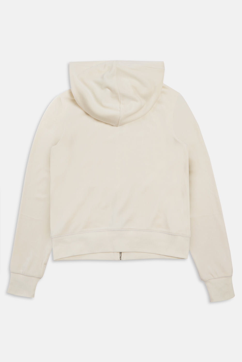 Displays the cream classic 'Juicy' branded velour Robertson hoodie 