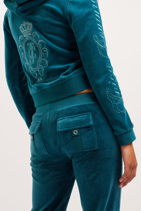 DEEP LAGOON ULTRA LOW RISE BAMBOO VELOUR HERITAGE CREST POCKETED BOTTOMS
