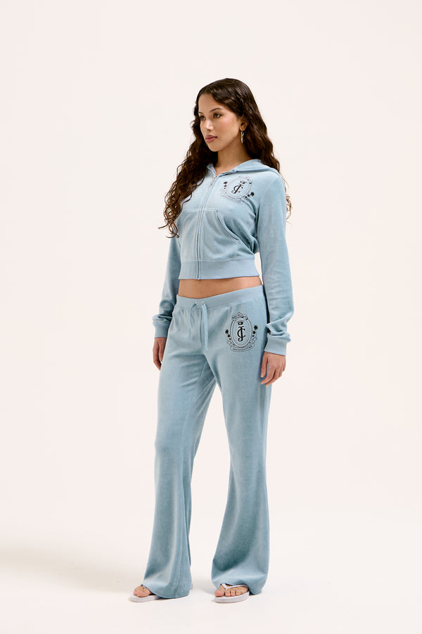 DUSK BLUE PALM CREST ULTRA LOW RISE BAMBOO VELOUR HERITAGE BOTTOMS
