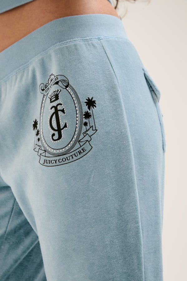 DUSK BLUE PALM CREST ULTRA LOW RISE BAMBOO VELOUR HERITAGE BOTTOMS