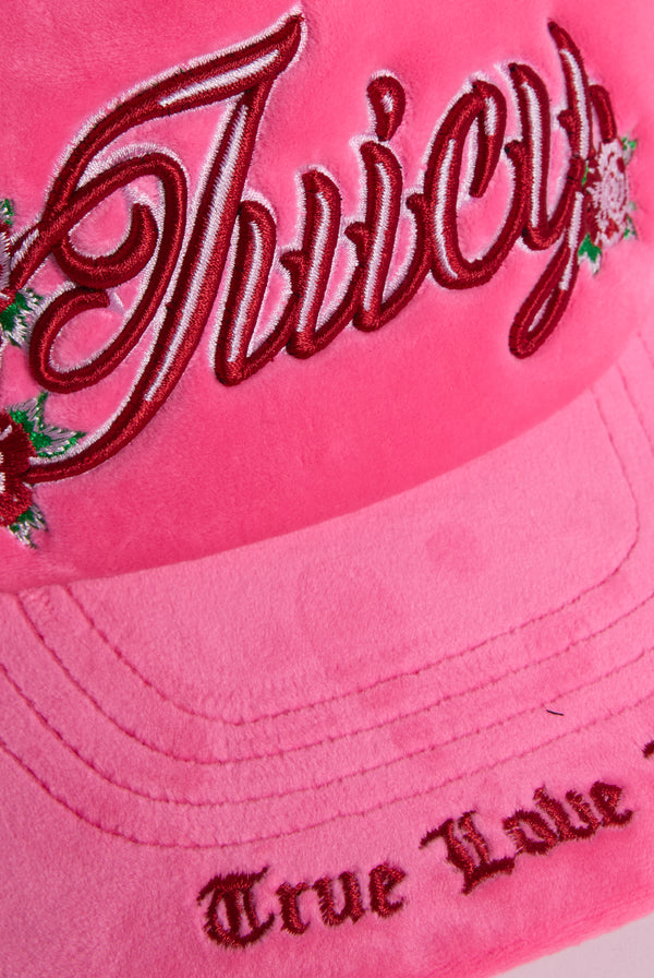 Hot Pink Rose Velour Trucker Cap