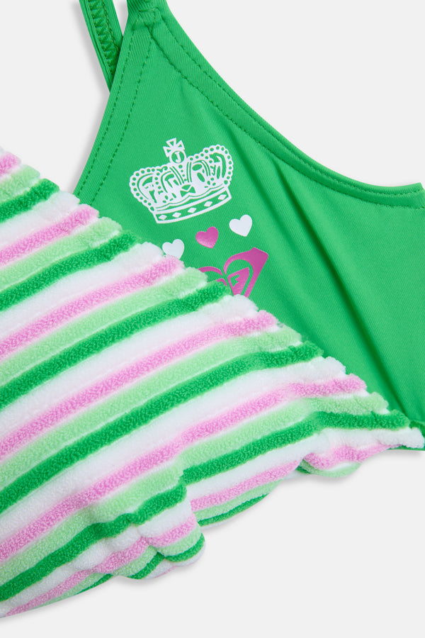 Displays the island green Roxy and juicy Couture double layer bikini top 