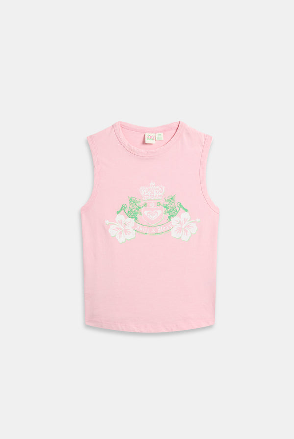 Displays the Candy Pink Roxy & Juicy Couture crest tank top 