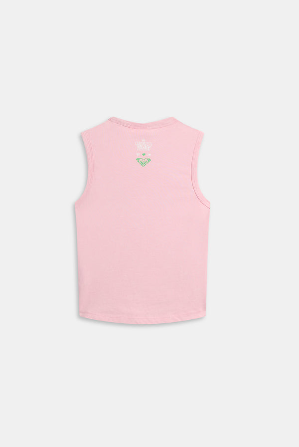 Displays the Candy Pink Roxy & Juicy Couture crest tank top 