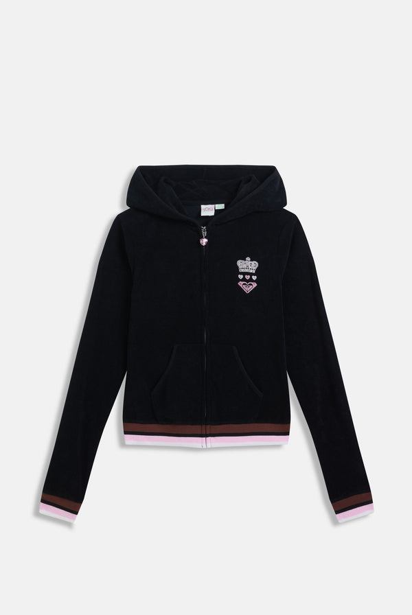 Displays the Black Roxy & Juicy Couture Terry towelling hoodie 