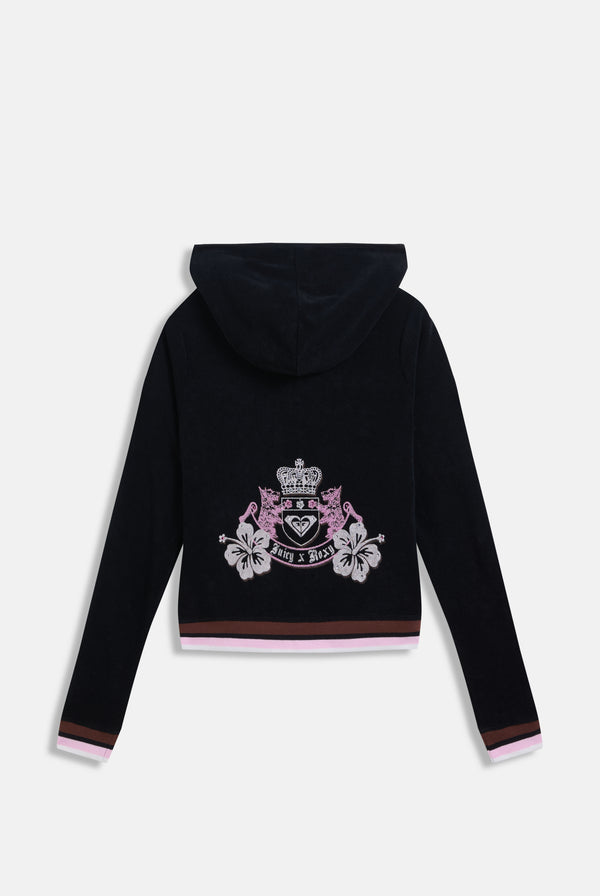 Displays the Black Roxy & Juicy Couture Terry towelling hoodie 
