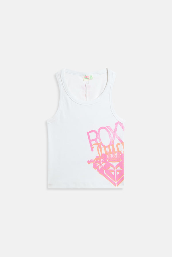 Displays the White Roxy & Juicy couture tank top 