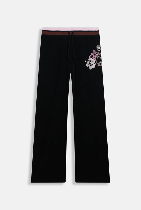 Displays the Black Roxy & Juicy Couture Terry towelling og straight  bottoms