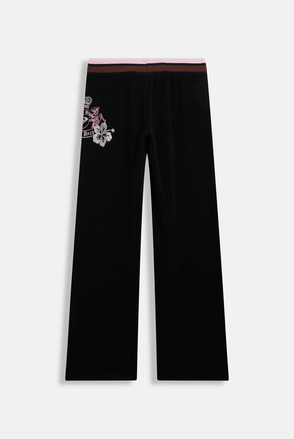 Displays the Black Roxy & Juicy Couture Terry towelling og straight  bottoms