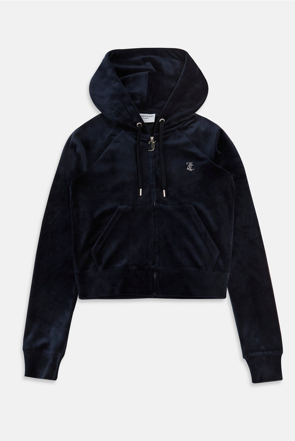 'SAGITTARIUS' NIGHT SKY DIAMANTÉ VELOUR ZIP-THROUGH HOODIE