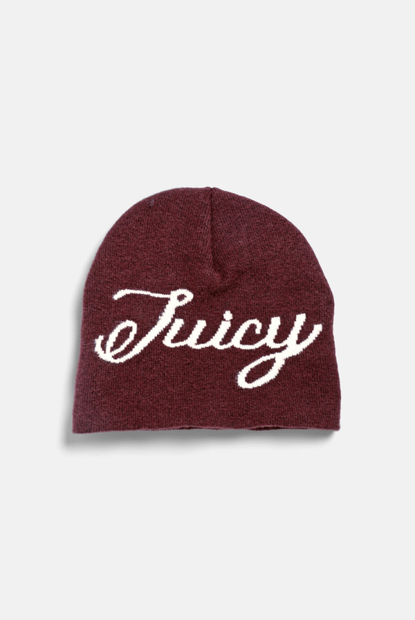 Burgundy Script Beanie
