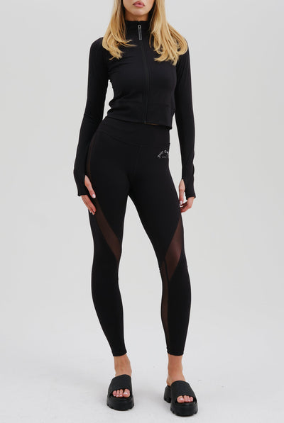 BLACK RIB PEACHED INTERLOCK ACTIVE LEGGING