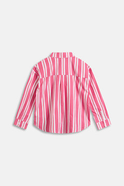 Displays the Pink Stripe 'Juicy' branded oversized sleep shirt  