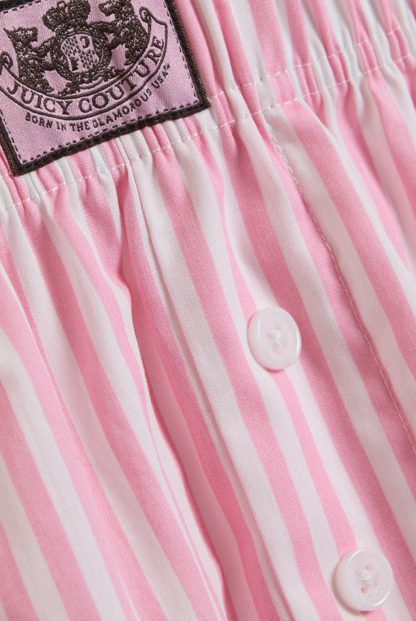Displays the White Striped 'Juicy' branded boxer short featuring the juicy Couture logo 