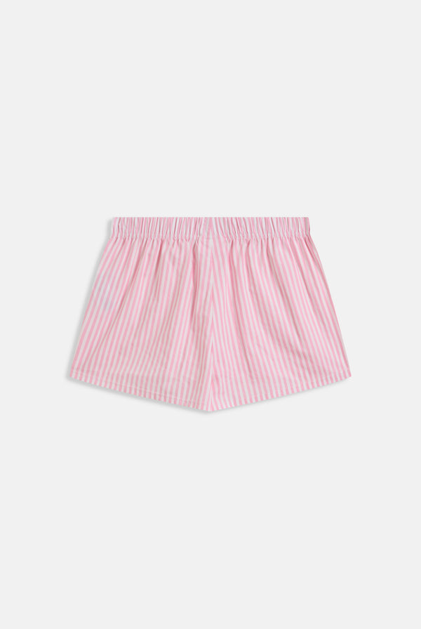 Displays the White Striped 'Juicy' branded boxer short 