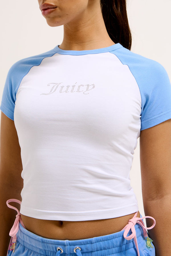 WHITE CONTRAST RAGLAN BABY TEE