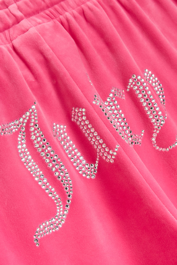 HOT PINK VELOUR DIAMANTÉ TRACKSUIT BOTTOM
