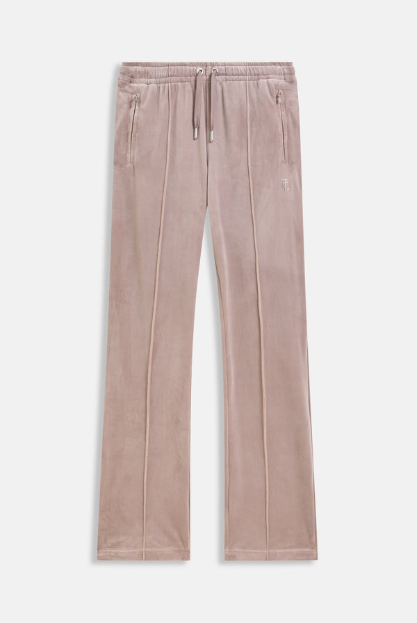 Displays the jungle outline 'juicy' branded velour diamanté tracksuit bottom