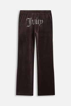 Displays the Java 'Juicy' branded Velour Diamanté Tracksuit Bottom