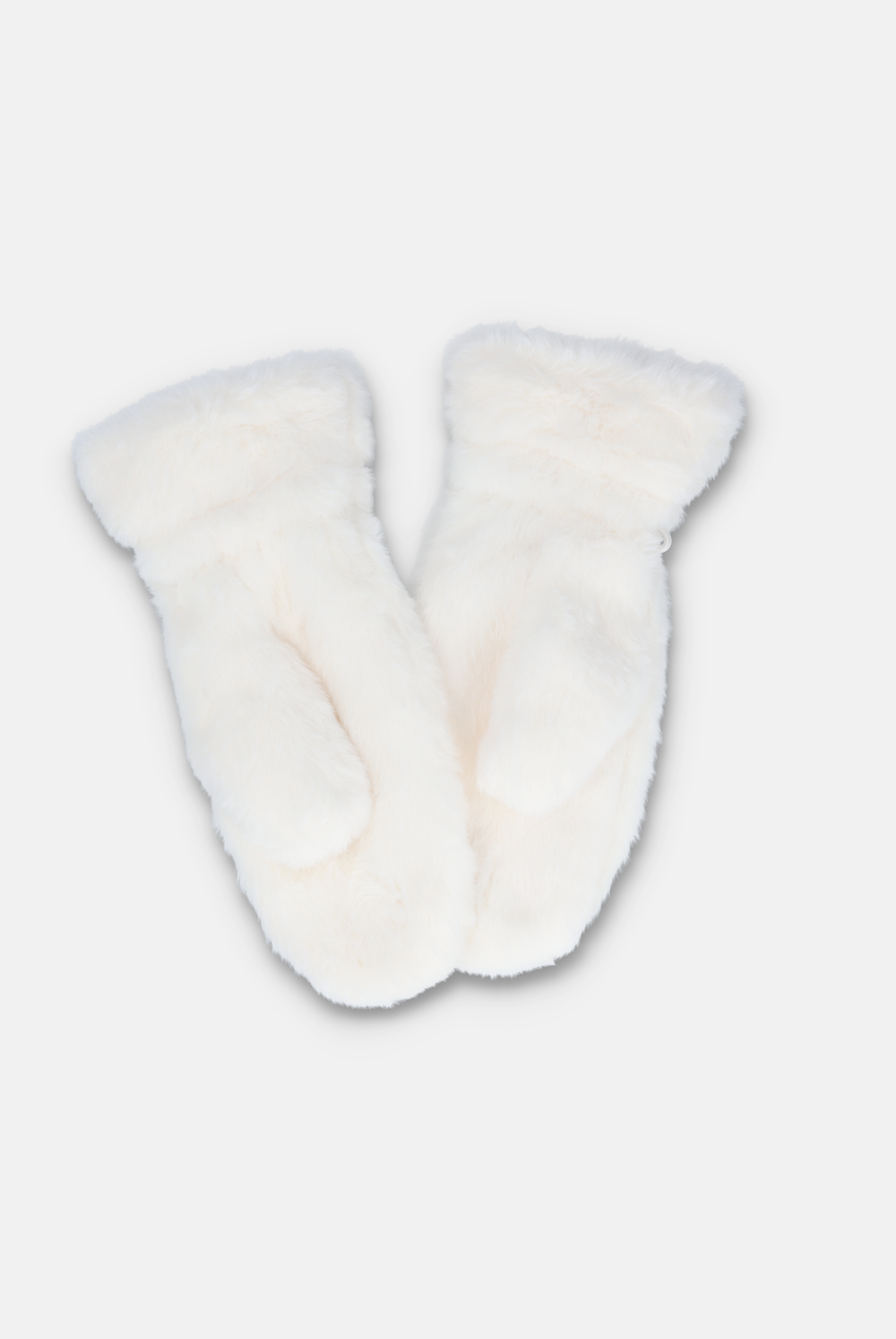CREAM FAUX FUR MITTENS