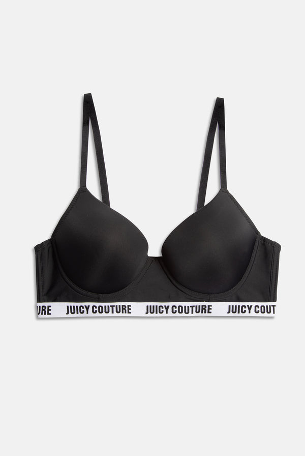 Black Branded Underwire Microfibre Bra