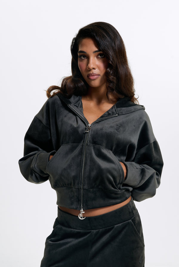 Raven Velour Bonded Hoodie
