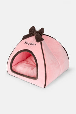 Displays the Juicy Pink 'Juicy' branded Velour Heritage Pet Bed